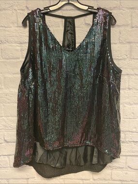 NWT Simply Be Iridescent Sequin Racerback Top Size 16